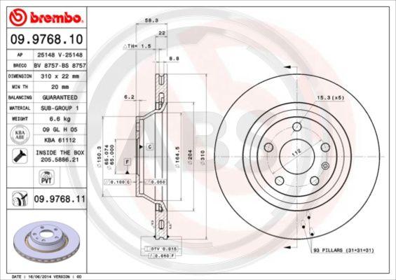 A.B.S. 09.9768.11 - Discofreno autozon.pro