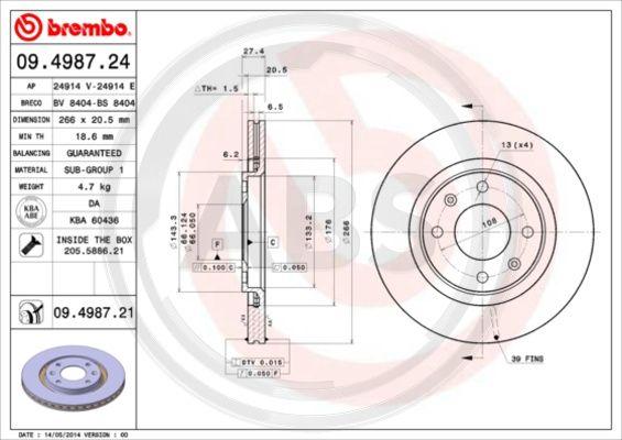 A.B.S. 09.4987.21 - Discofreno autozon.pro