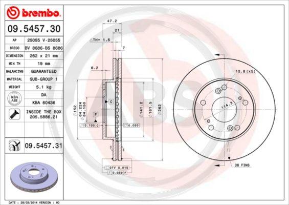 A.B.S. 09.5457.31 - Discofreno autozon.pro