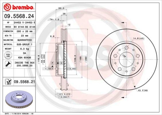 A.B.S. 09.5568.21 - Discofreno autozon.pro