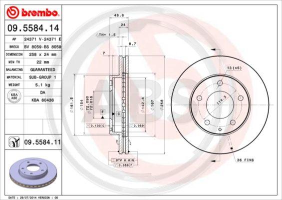 A.B.S. 09.5584.11 - Discofreno autozon.pro