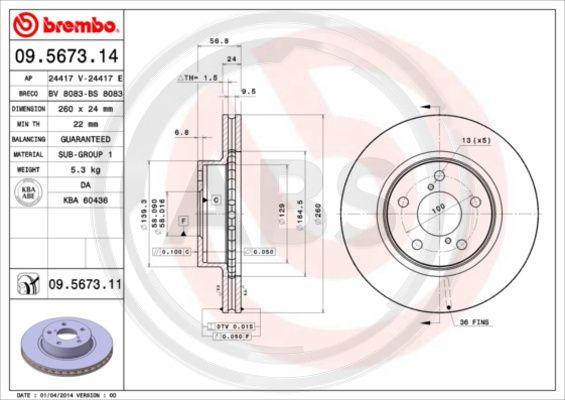 A.B.S. 09.5673.11 - Discofreno autozon.pro