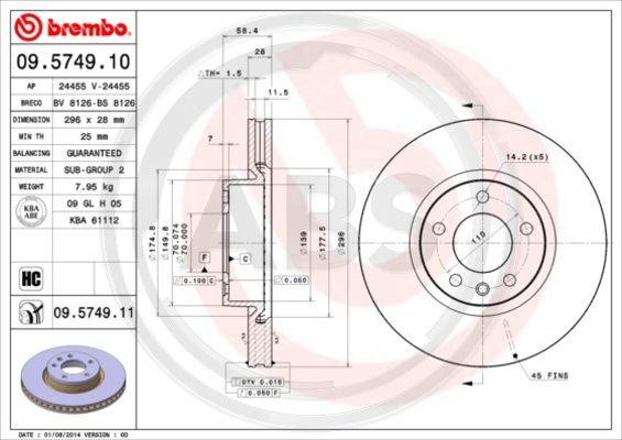 A.B.S. 09.5749.11 - Discofreno autozon.pro