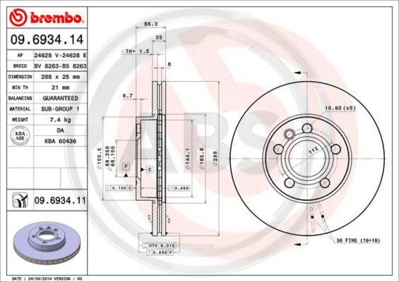 A.B.S. 09.6934.11 - Discofreno autozon.pro