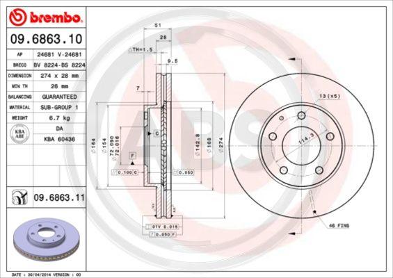 A.B.S. 09.6863.10 - Discofreno autozon.pro