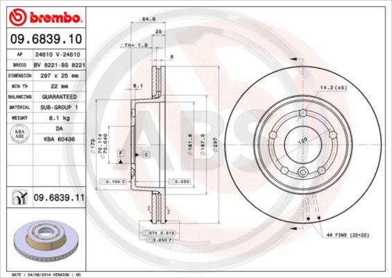 A.B.S. 09.6839.10 - Discofreno autozon.pro