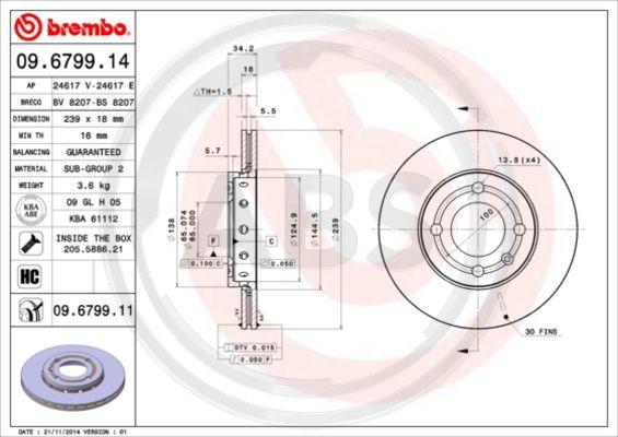 A.B.S. 09.6799.11 - Discofreno autozon.pro