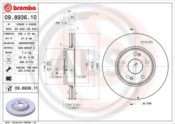 A.B.S. 09.8936.11 - Discofreno autozon.pro