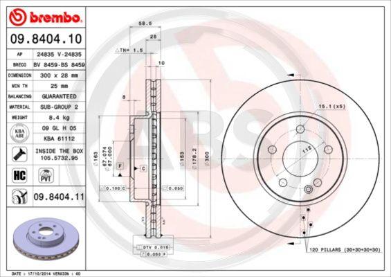 A.B.S. 09.8404.10 - Discofreno autozon.pro