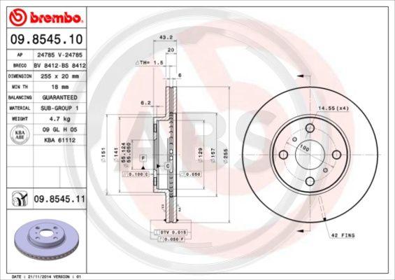 A.B.S. 09.8545.10 - Discofreno autozon.pro