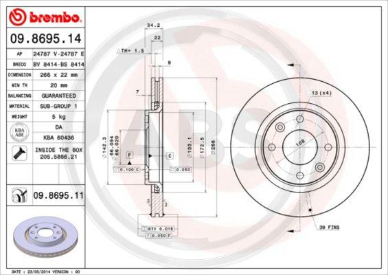 A.B.S. 09.8695.11 - Discofreno autozon.pro