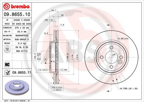 A.B.S. 09.8655.11 - Discofreno autozon.pro