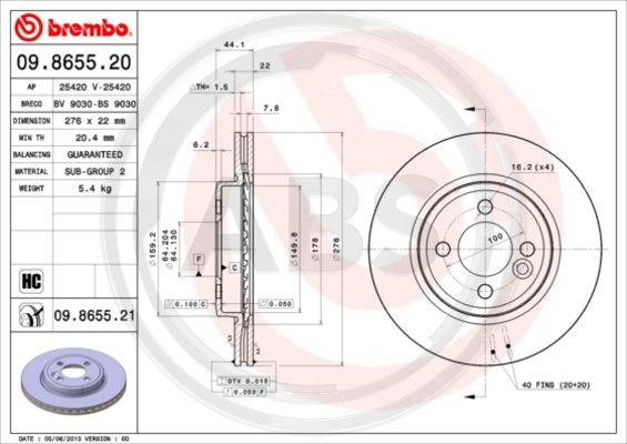 A.B.S. 09.8655.21 - Discofreno autozon.pro