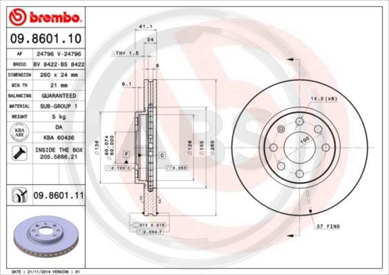 A.B.S. 09.8601.11 - Discofreno autozon.pro