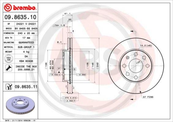 A.B.S. 09.8635.10 - Discofreno autozon.pro