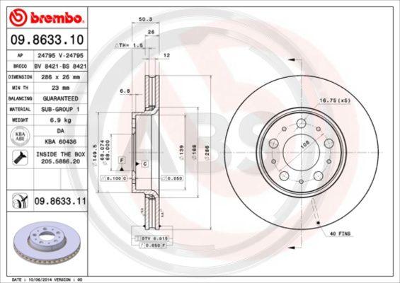 A.B.S. 09.8633.11 - Discofreno autozon.pro