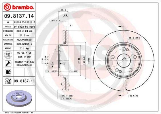 A.B.S. 09.8137.11 - Discofreno autozon.pro