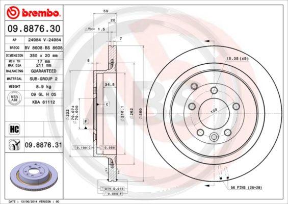 A.B.S. 09.8876.31 - Discofreno autozon.pro