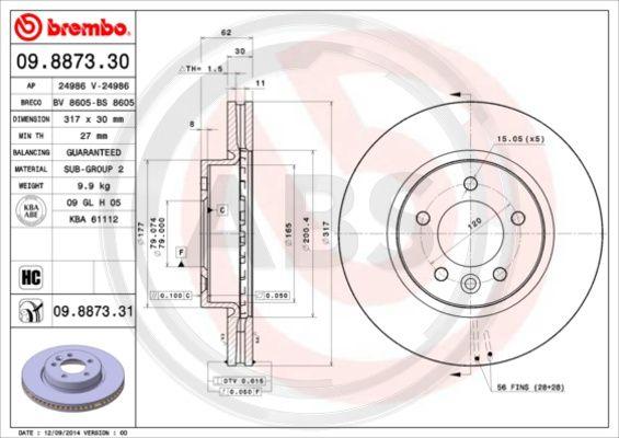 A.B.S. 09.8873.31 - Discofreno autozon.pro