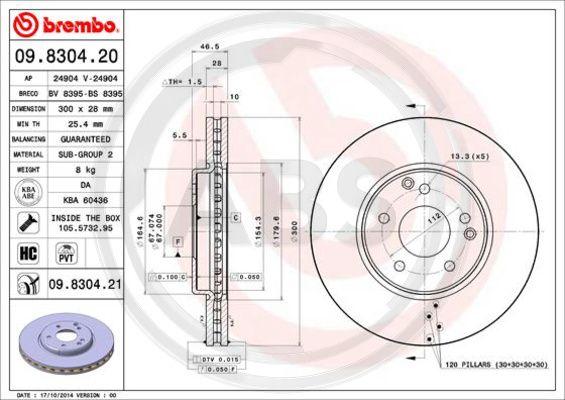 A.B.S. 09.8304.21 - Discofreno autozon.pro