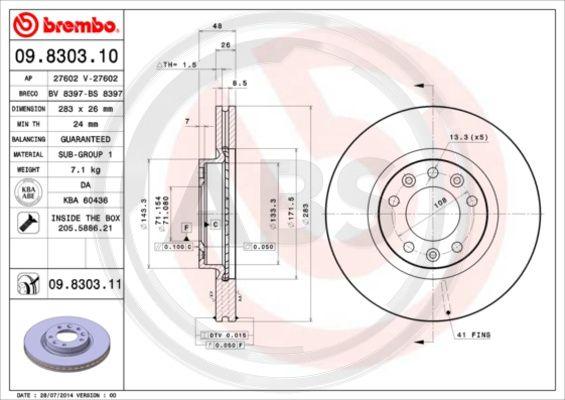 A.B.S. 09.8303.11 - Discofreno autozon.pro