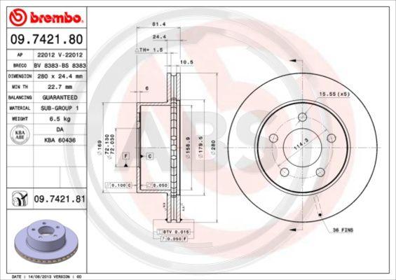 A.B.S. 09.7421.81 - Discofreno autozon.pro