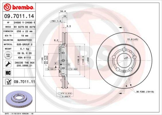 A.B.S. 09.7011.11 - Discofreno autozon.pro