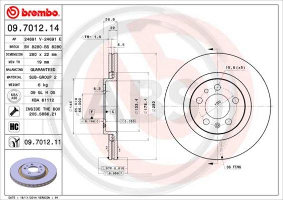 A.B.S. 09.7012.11 - Discofreno autozon.pro