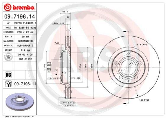 A.B.S. 09.7196.11 - Discofreno autozon.pro