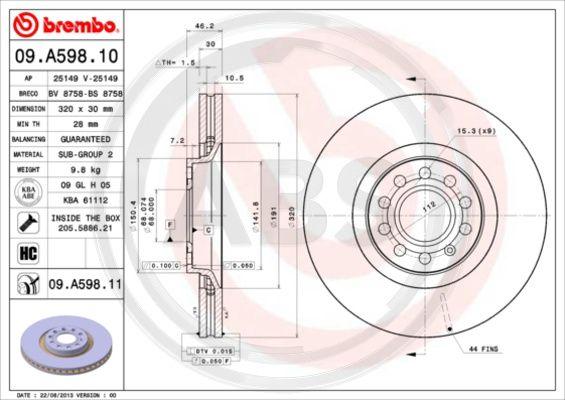 A.B.S. 09.A598.11 - Discofreno autozon.pro