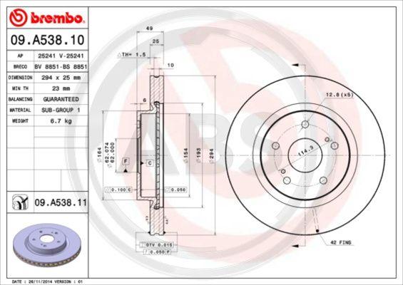 A.B.S. 09.A538.10 - Discofreno autozon.pro