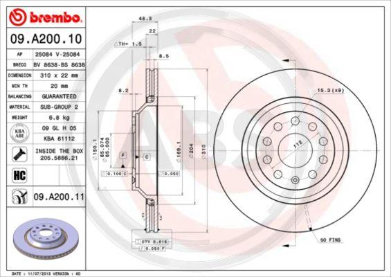 A.B.S. 09.A200.11 - Discofreno autozon.pro