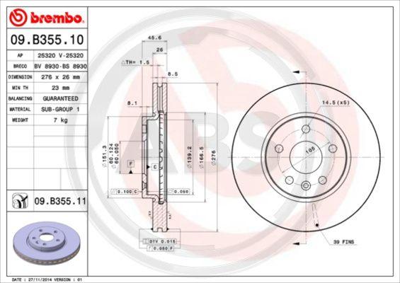 A.B.S. 09.B355.11 - Discofreno autozon.pro