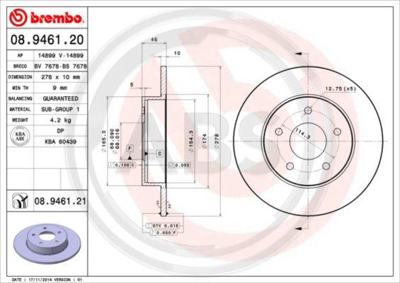 A.B.S. 08.9461.20 - Discofreno autozon.pro