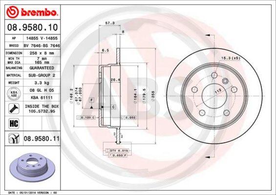 A.B.S. 08.9580.11 - Discofreno autozon.pro