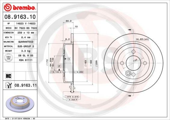 A.B.S. 08.9163.11 - Discofreno autozon.pro