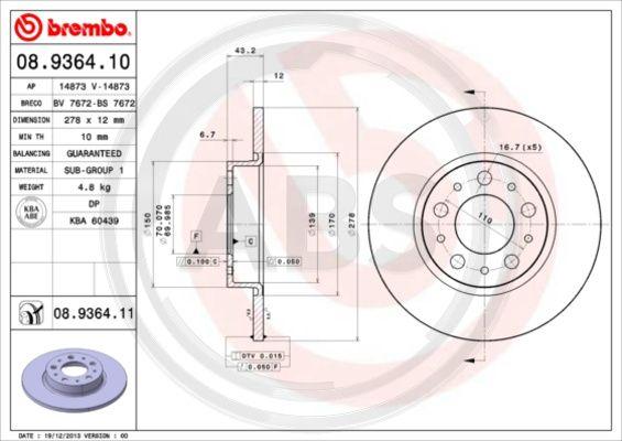 A.B.S. 08.9364.11 - Discofreno autozon.pro