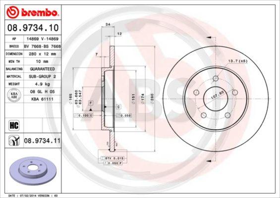 A.B.S. 08.9734.11 - Discofreno autozon.pro