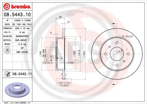 A.B.S. 08.5443.10 - Discofreno autozon.pro