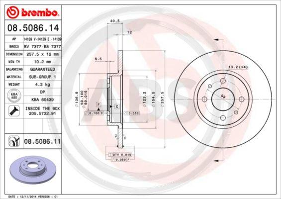 A.B.S. 08.5086.11 - Discofreno autozon.pro