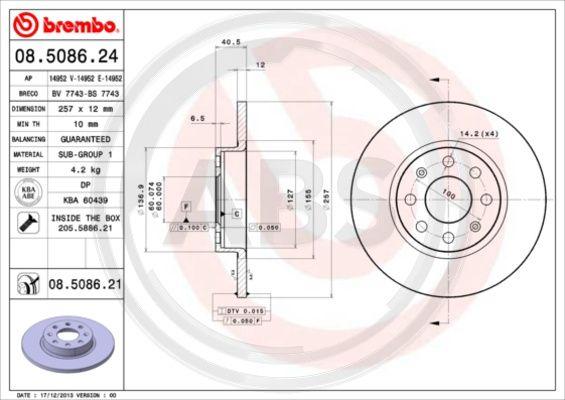 A.B.S. 08.5086.21 - Discofreno autozon.pro