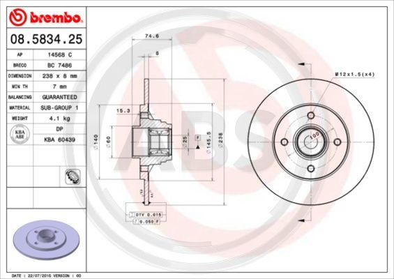 A.B.S. 08.5834.20 - Discofreno autozon.pro