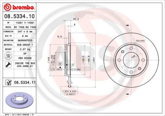 A.B.S. 08.5334.10 - Discofreno autozon.pro