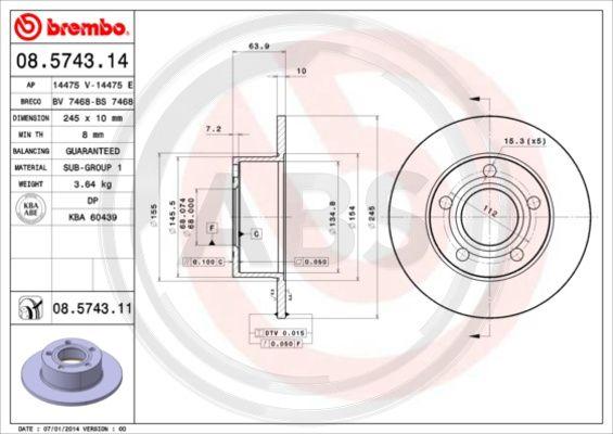 A.B.S. 08.5743.11 - Discofreno autozon.pro