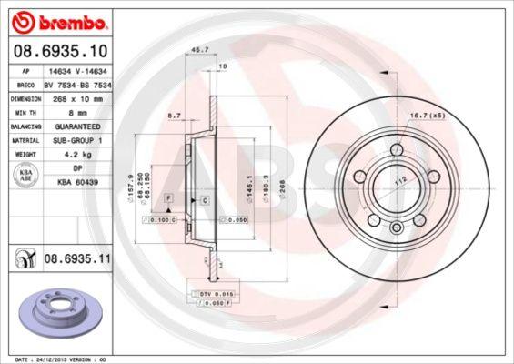 A.B.S. 08.6935.11 - Discofreno autozon.pro