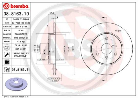 A.B.S. 08.8163.11 - Discofreno autozon.pro