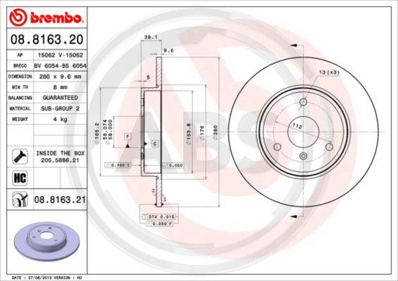 A.B.S. 08.8163.21 - Discofreno autozon.pro