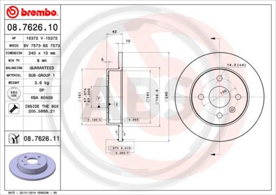 A.B.S. 08.7626.11 - Discofreno autozon.pro