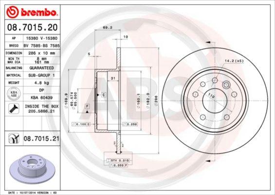 A.B.S. 08.7015.21 - Discofreno autozon.pro