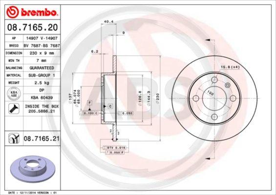 A.B.S. 08.7165.20 - Discofreno autozon.pro